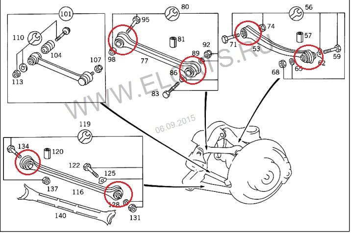 Схема подвески мерседес w210